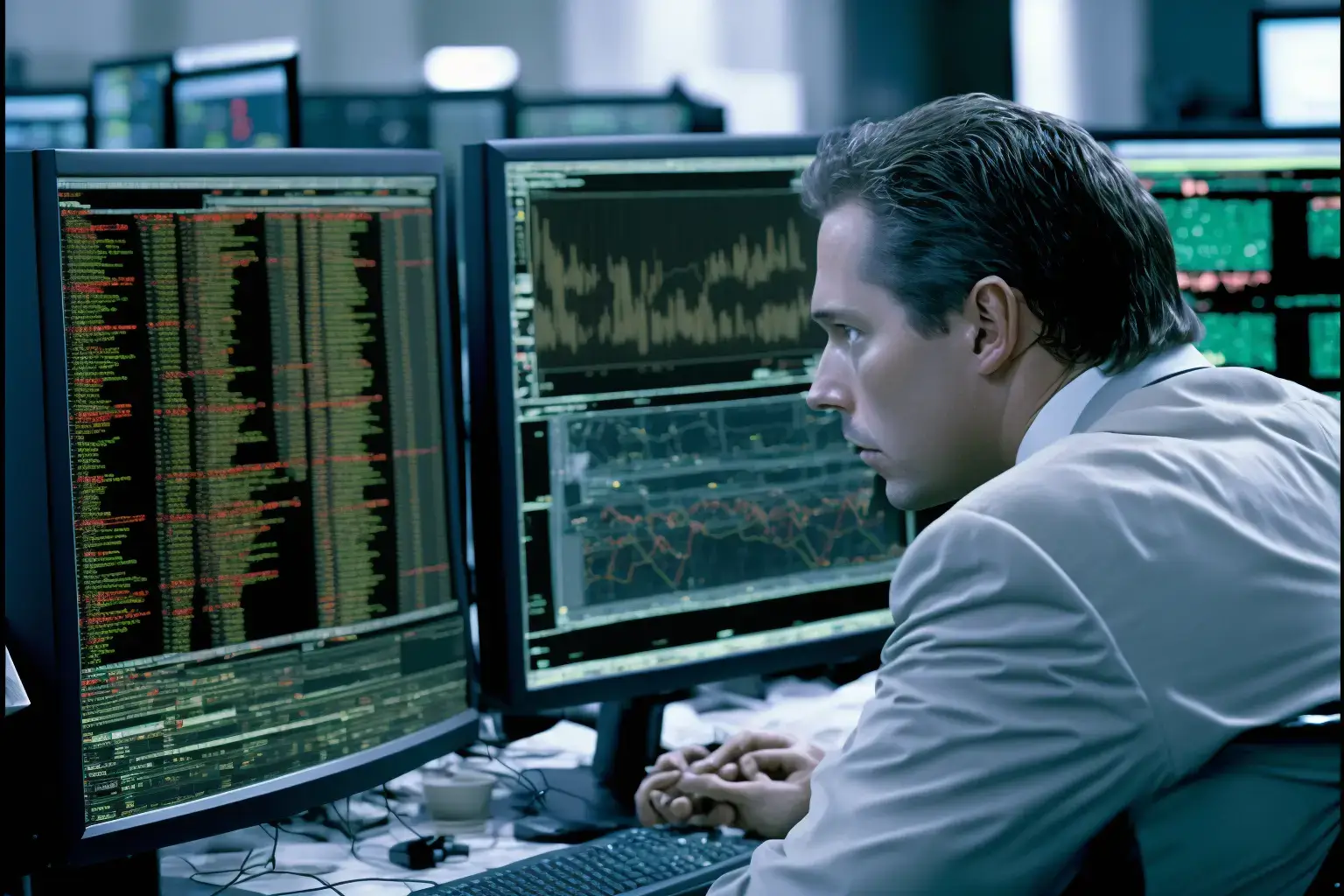 Guy looking at monitor